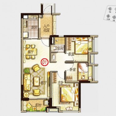广州万科里享家93平米三居室现代简约风格5.7万半包装修案例效果图15621.jpg
