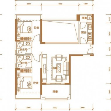 广州万科南方公元95平米二居室混搭风格风格8.4万全包装修案例效果图7723.jpg