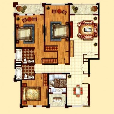 广州万科南方公元95平米三居室简欧风格风格8万全包装修案例效果图7223.jpg