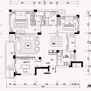 广州万科天河御品80平米二居室混搭风格风格9万半包装修案例效果图11600.jpg