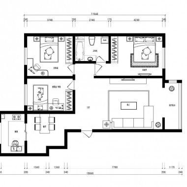 广州文德先生132平米三居室现代简约风格16.5万全包装修案例效果图13915.jpg