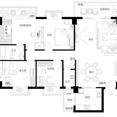 北京通达花园136平米四居室现代简约风格14.6万全包装修案例效果图3184.jpg