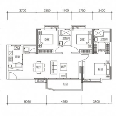 广州雅居乐·海珠小雅94平米三居室现代简约风格11万半包装修案例效果图16491.jpg