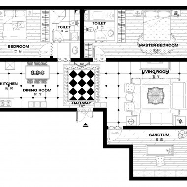 广州御金沙103平米三居室现代简约风格14.5万全包装修案例效果图11952.jpg