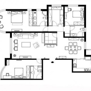 广州越秀保利爱特城180平米三居室中式风格风格5.2万半包装修案例效果图17236.jpg