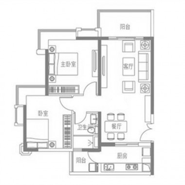 广州中海联·同福睿府103平米三居室现代简约风格17万全包装修案例效果图5558.jpg