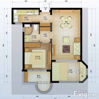 广州中信山语湖82平米一居室现代简约风格15万全包装修案例效果图15769.jpg