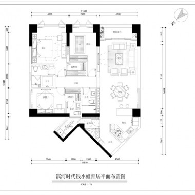 深圳京基冰河时代广场140平米三居室现代简约风格16万半包装修案例效果图25049.jpg