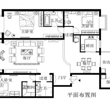 北京夏威夷水岸1号210平米四居室简欧风格风格16.5万全包装修案例效果图1678.jpg