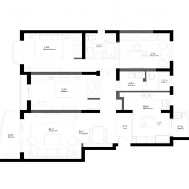 深圳卡罗社区102.2平米三居室现代简约风格8万半包装修案例效果图10442.jpg