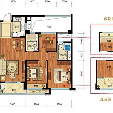 深圳丽景城96平米三居室现代简约风格6.8万半包装修案例效果图34545.jpg