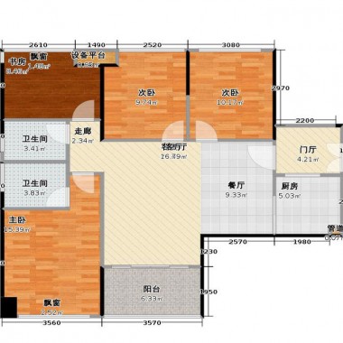 深圳流塘阳光73平米三居室简欧风格风格13万全包装修案例效果图8856.jpg