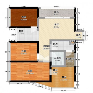 深圳流塘阳光89平米三居室中式风格风格13万全包装修案例效果图2658.jpg