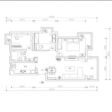 北京政馨家园114平米三居室现代简约风格15.6万全包装修案例效果图6157.jpg