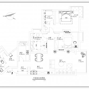 北京远洋山水130.6平米三居室混搭风格风格30万全包装修案例效果图4784.jpg