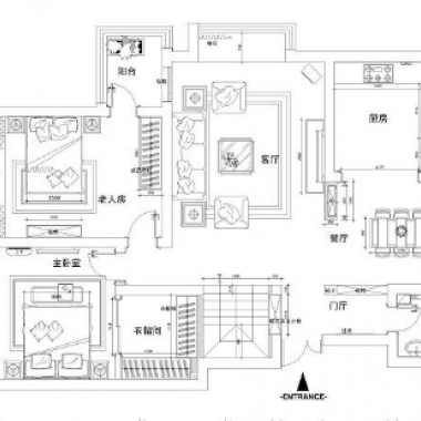 北京御景春天124平米二居室美式风格6万半包装修案例效果图4307.png