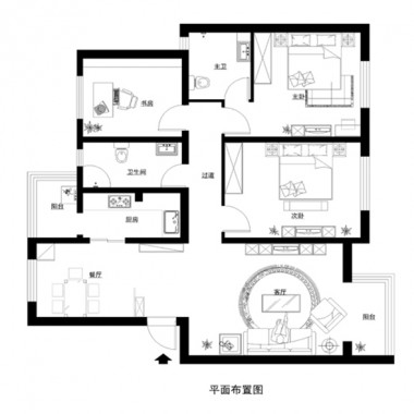 北京伊舍小镇128平米三居室简欧风格风格10.6万全包装修案例效果图5955.jpg