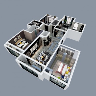 御珑湾139.06m²一居室现代风格装修设计效果图45424.jpg