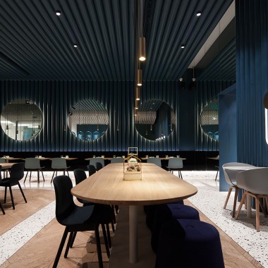 像海滩一样的餐馆正在中国掀起波澜 -#餐厅#蓝色#波浪造型天花#3500.jpg