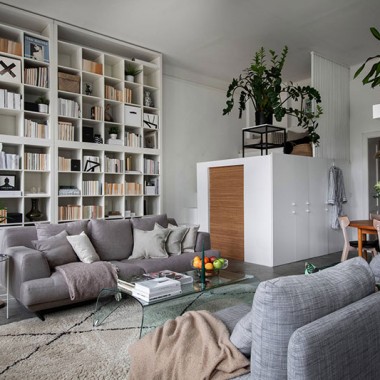 家庭图书馆和夹层卧室，斯德哥尔摩53㎡小公寓-#国外公寓#北欧#现代#1002.jpg