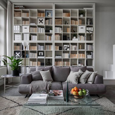家庭图书馆和夹层卧室，斯德哥尔摩53㎡小公寓-#国外公寓#北欧#现代#1026.jpg
