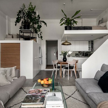家庭图书馆和夹层卧室，斯德哥尔摩53㎡小公寓-#国外公寓#北欧#现代#1048.jpg
