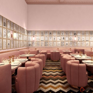 伦敦粉红色的素描主题餐厅1043.jpg