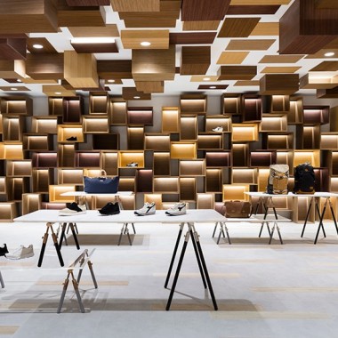 木头盒子堆叠的空间——日本 casual 鞋店  nendo设计8373.jpg
